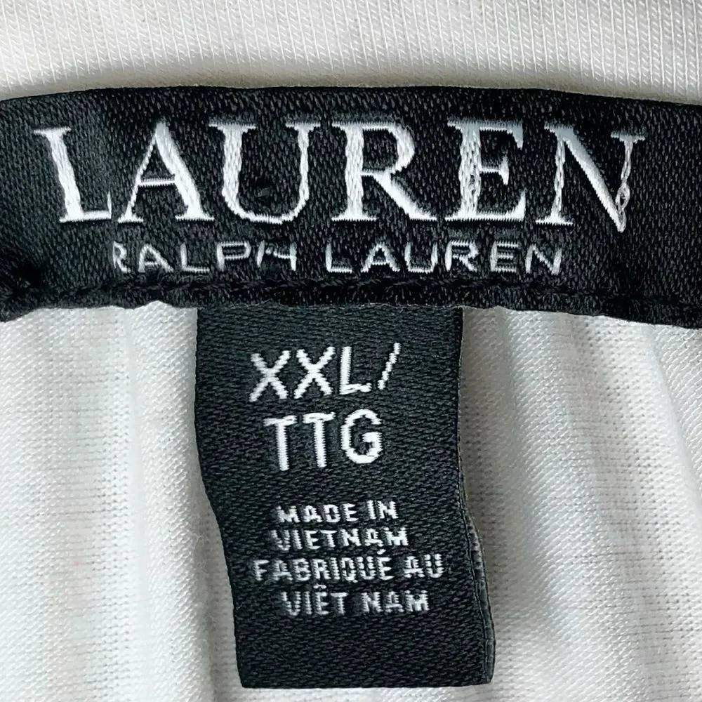 Lauren Ralph Lauren Black Label Knit Top with Ruffle Collar in Cream Women’s XXL